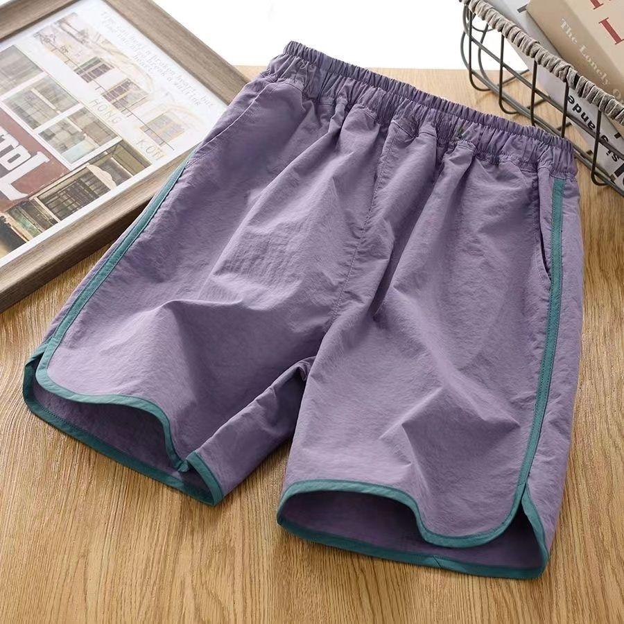 Jungen Shorts Sommer Mittlere Größe Kinder Schnelltrocknend Lässige Sporthose Dünne Mittellange Hose 170 violett