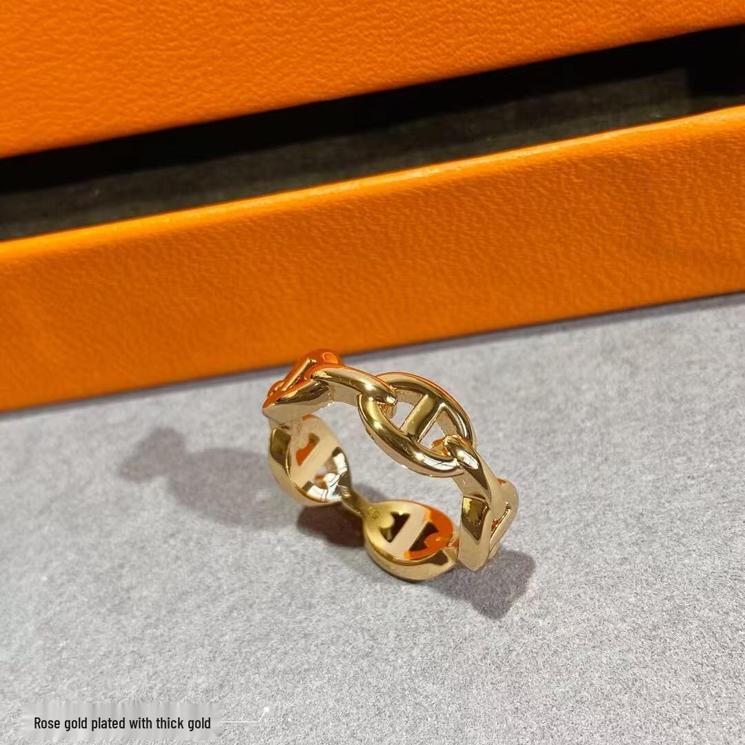V Gold Hohe Version Poliert Schweinenase Buchstabe 8 Ring - Premium Vintage Europäischer & Amerikanischer Stil Partnerring Size 7 rose gold