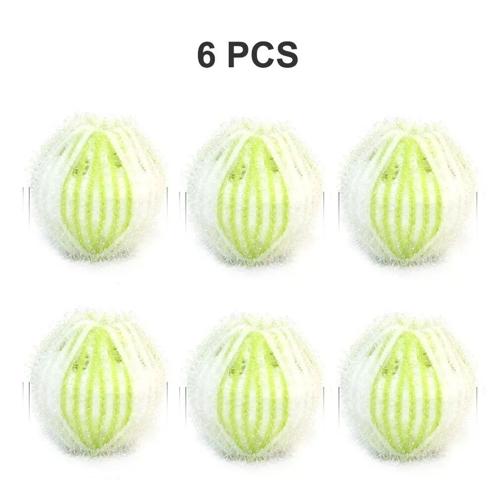 6 STÜCKE Tierhaarentferner für Wäsche Fusselrasierer Waschbälle Wiederverwendbare Trockner Nylonbälle Hunde Katzenhaar Fusselrasierer für Wäsche weiß/zitrone-limette-farbe