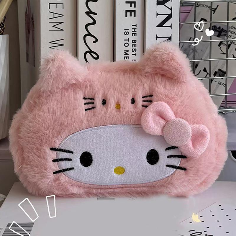 Kawaii Hello Kitty Plüsch-Federmäppchen Cartoon-Kosmetiktasche Große Kapazität Schreibwaren Kosmetik Stiftebeutel Aufbewahrungstasche Geschenk