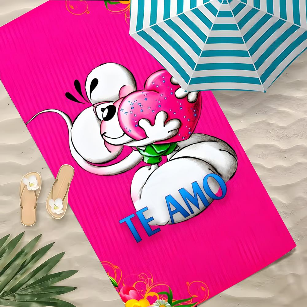 D-Diddl Maus Handtuch Polyester Strandtuch Schnelltrocknend Sandfrei Badetuch Für Sommer Pool Reise Urlaub 60x35CM white