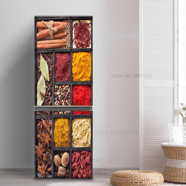 Lebensmittel Kühlschrank Aufkleber Vinyl Kühlschrank Tapete ganze Tür Abdeckung Küche selbstklebende Gefrierschrank Film Wand Poster Wandtattoo 40x120cm(1pcs)