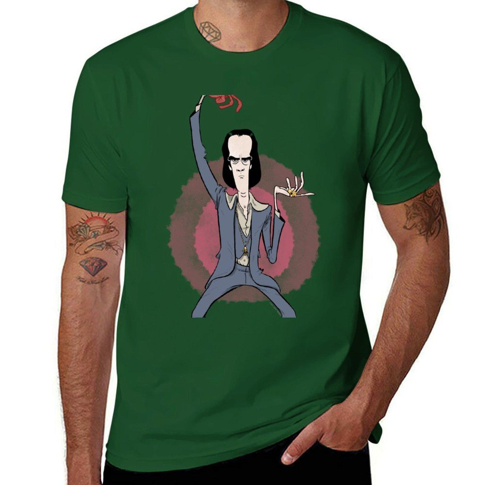 Nick Cave Aufkleber T-Shirt Jungen weiße Shirts Grafik-Tees Schwergewichte Schwergewicht T-Shirts für Männer 4XL