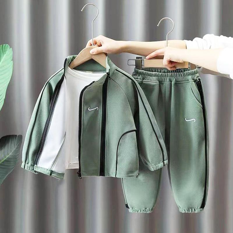 Kinderkleidung Jungen Pullover Anzug Frühling Casual Sportswear Zweiteilige Anzug-Sets 140cm grün