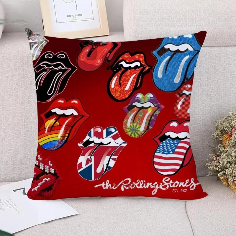 Dekorative Kissen für Sofa Rolling Stones Kissenbezug x Paar Kissen Kissenbezüge x x Kissenbezüge Bett 66x66cm violett