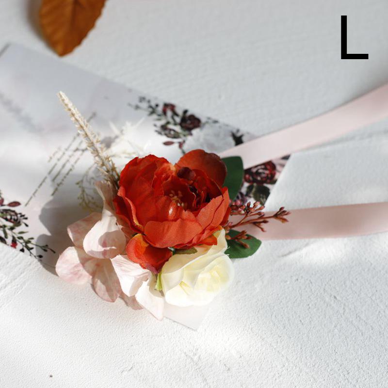 Handgelenks-Corsage Brautjungfern Schwestern Handgefertigt Handblume Künstliche Seidenrose Schleifenarmband Hochzeit Tanzparty Deko
