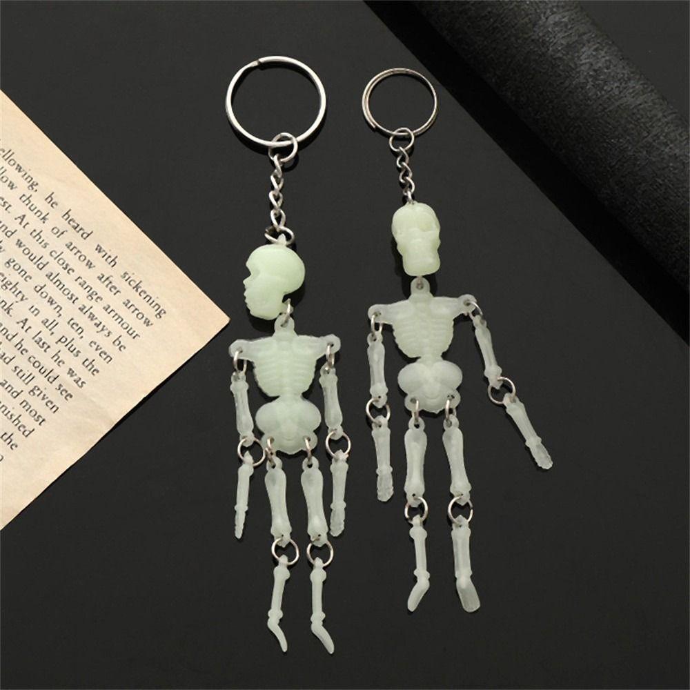 Mehrgelenkiger Modeschmuck, koreanischer Auto-Schlüsselanhänger, Totenkopf-Schlüsselanhänger, Skelett-Schlüsselanhänger, leuchtender Schlüsselanhänger 1pc Luminous