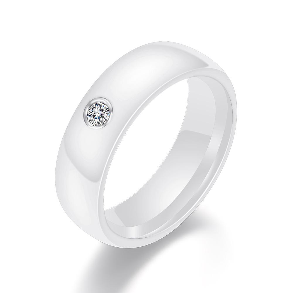 Schwarz-weißer Keramikring, modischer Herren- und Damen-Trend-Paar-Diamant-Ring-Schmuck 9 weiß