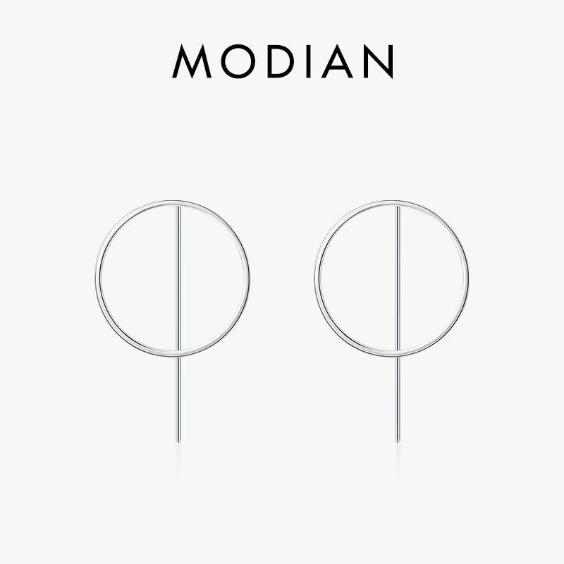 Modian Einfache Kreis Silber Ohrringe Echt 925 Sterling Silber Linie Mode Baumeln Ohr Für Frauen Partei Schmuck silber