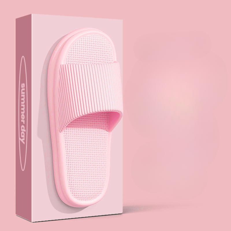 Bestellen Sie eine Nummer größer Sommer-Hausschuhe Flip-Flops Mann Indoor Home Frau Schuhe EVA weiche Sohle Hausschuhe Dusche Home Slides Paar rutschfeste Casual Sandalen 38-39 rosa