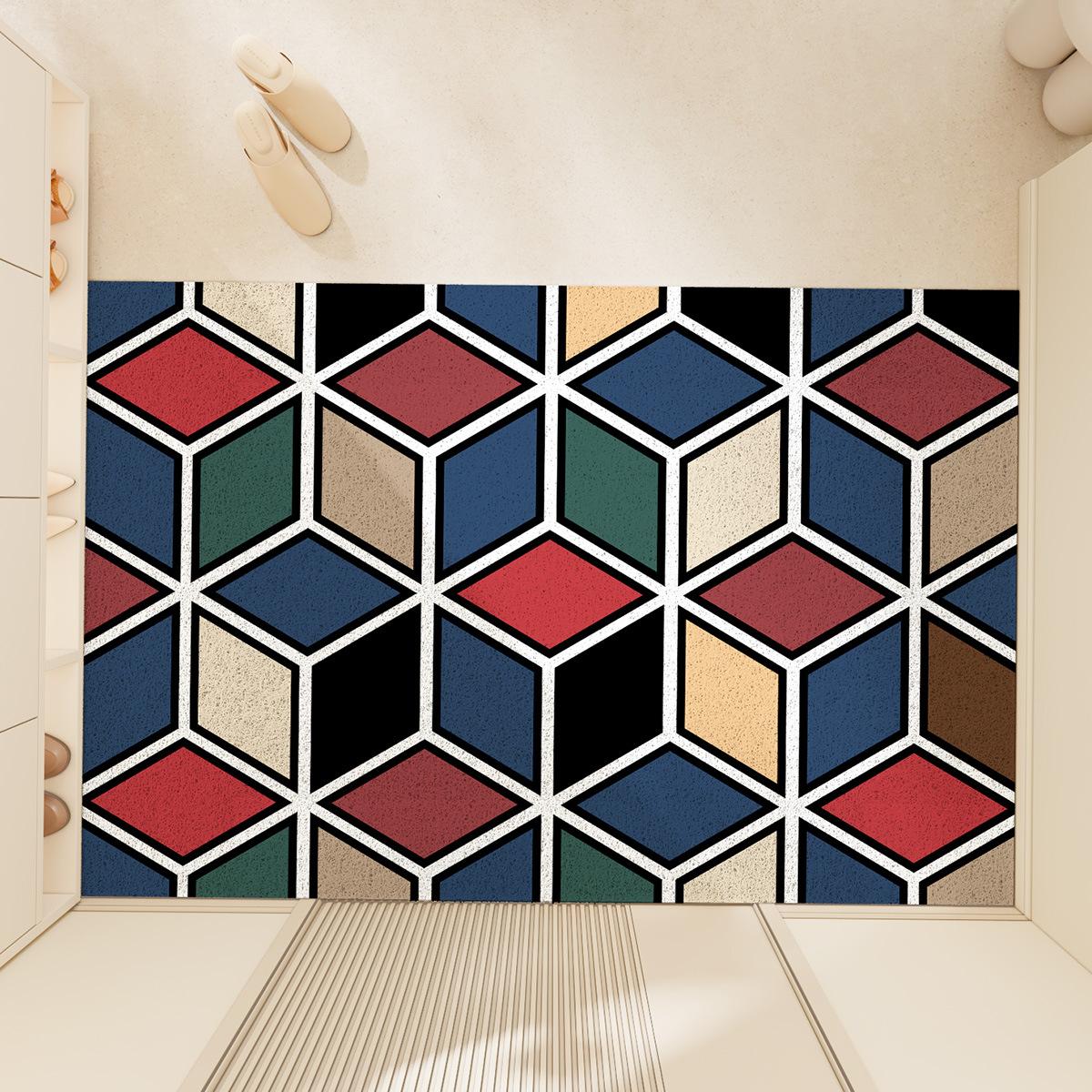 Klein Frisch Haushalt Eingangstür Schmutzabstreifmatte Seidenring Eingangstür Haushalt Schmutzabweisender Verschleißfester Teppich 45*75cm