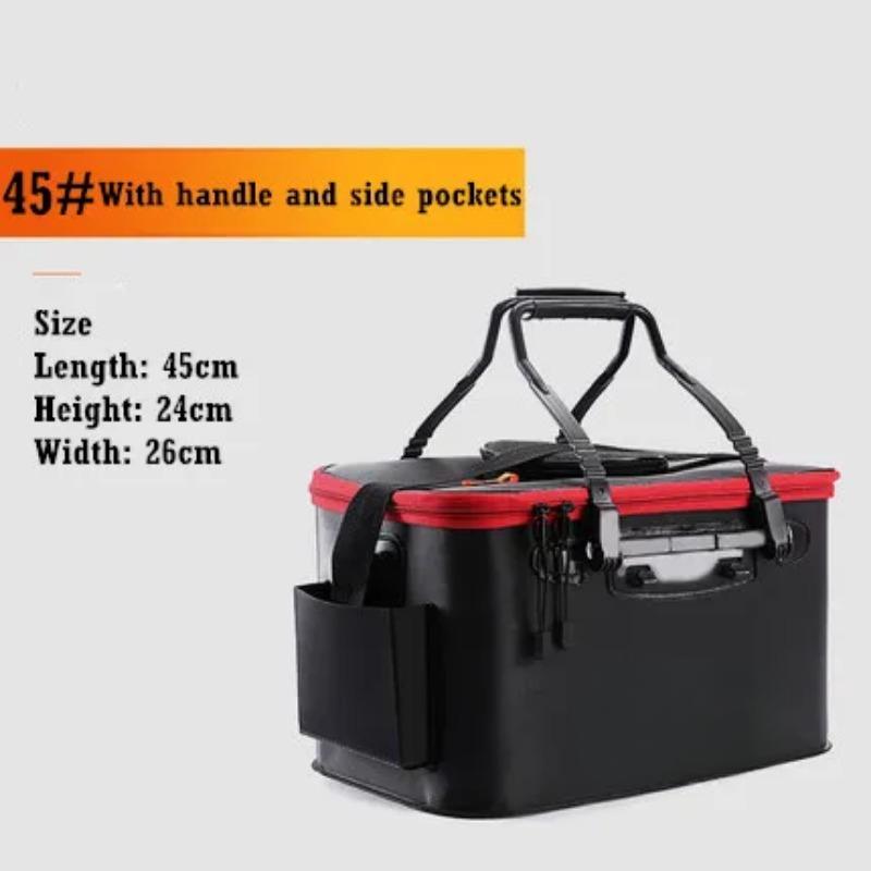 Zusammenklappbarer Live-Angeleimer, EVA-Verdickungsfischeimer ohne Sauerstoffpumpe, tragbarer Tank, Angelgerät, Live-Fischbox, Outdoor-Angeltaschen, Zubehör 45cm 28L