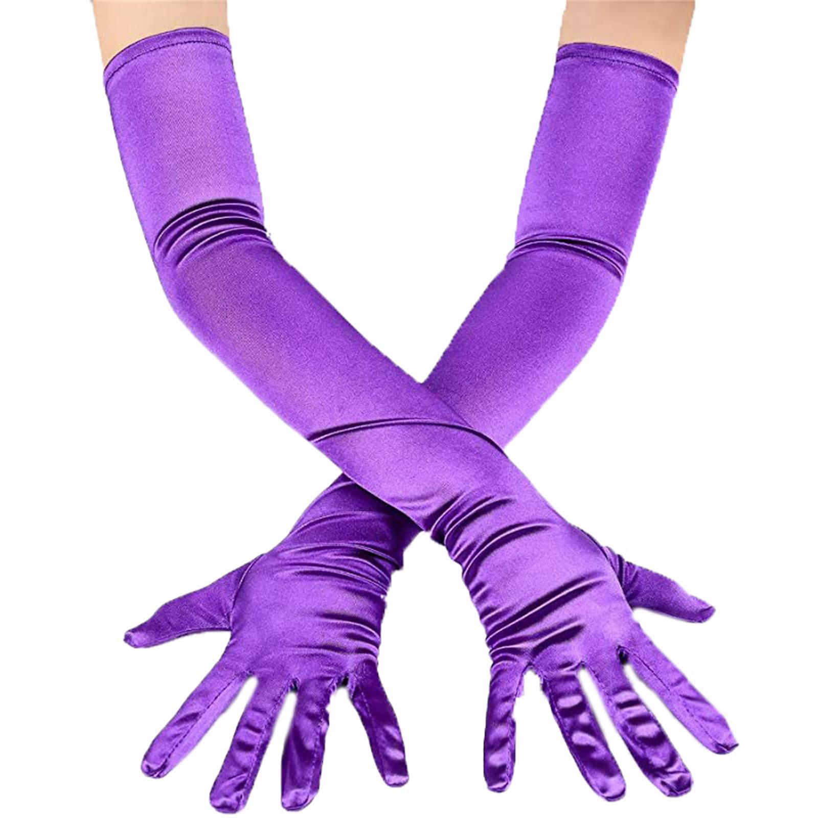Hochzeitshandschuhe, lange Satin-Handschuhe für Damen, formelle Performance-Handschuhe, Satin-Handschuhe, Tanzhandschuhe, Bankett-Handschuhe, Abschlussball-Handschuh violett