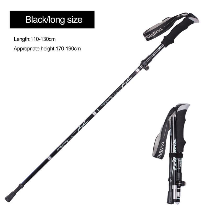 Outdoor Tragbare Aluminium Legierung Teleskop Nordic Walking Stock 250G Ultraleicht Walking Trekking Pole Wandern Spazierstock schwarz