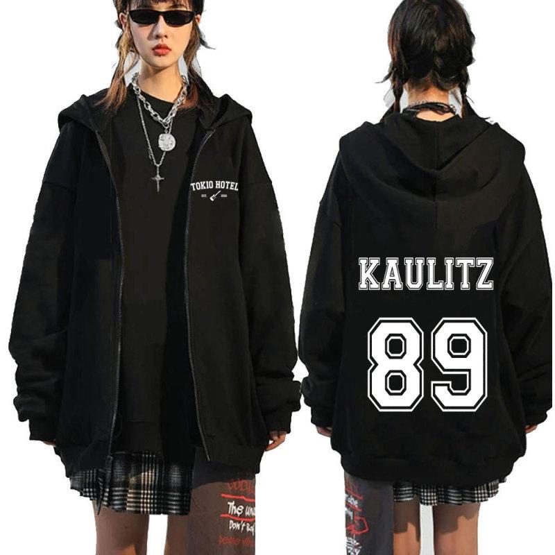Rock Band Tokio Hotel Kaulitz Zipper Hoodies Herrenbekleidung Herbst Winter Zip Up Kapuzenpullover Lässige Vintage Hoodie Jacke XXXL schwarz