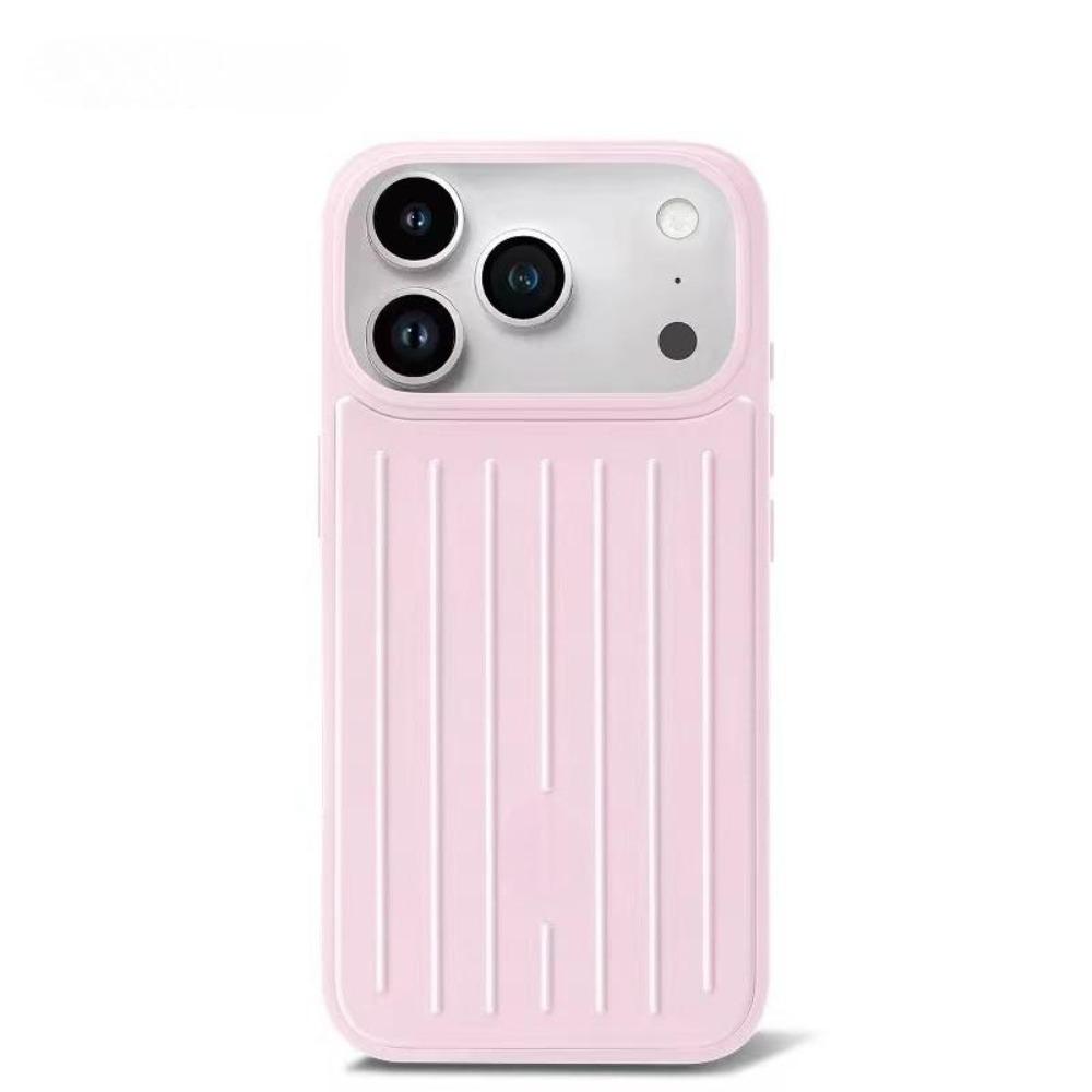 Ins Premium Aluminiumlegierung Handyhülle Für RIMOWA Box Für iPhone 17 Pro Max 16 15 14 13 3D Wellenstreifen Gepäck Verbesserter Fallschutz Schutzhülle iPhone17 Pro rosa