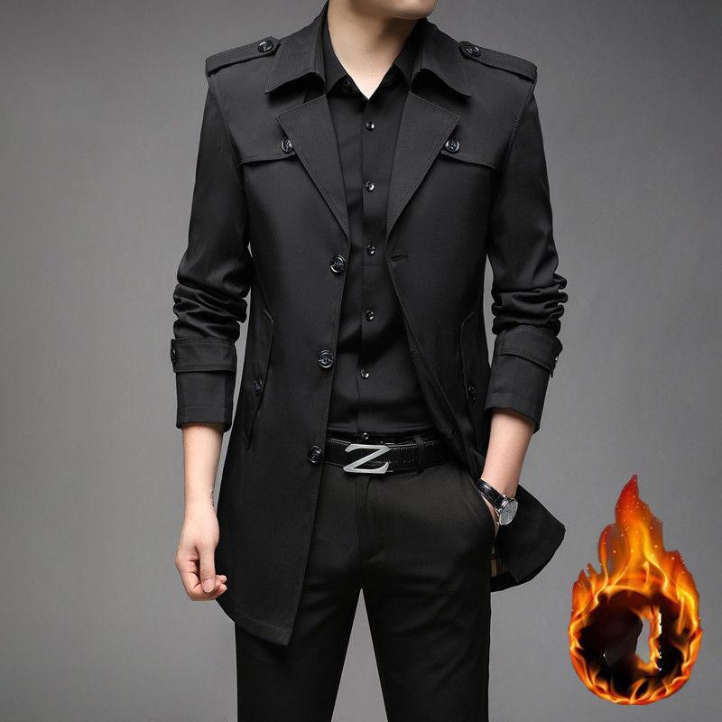 Herbst Männer Lange Trenchcoats Mode Britischen Stil Trenchcoats Herren Casual Oberbekleidung Punk Jacken Windjacke Marke Kleidung 4XL L coole schwarze