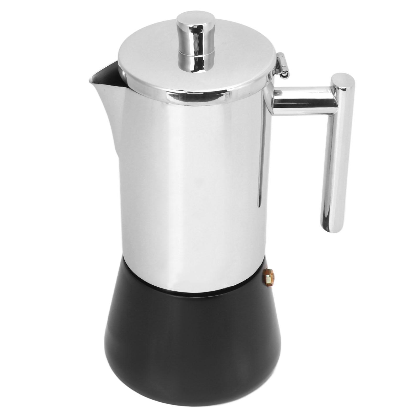Induktionsheizung Moka Pot Herd Kaffeemaschine Edelstahl Italienische Kaffeemaschine für Zuhause 200ml 4 Cups