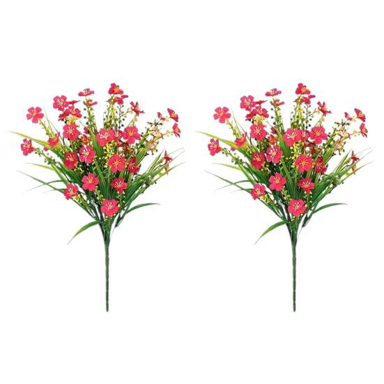 2 Stück Kunstblumenbündel, UV-beständige Kunstpflanzen, lichtechte Kunstblumen für Zuhause, Vase, Korb, Fensterkasten, Außendekoration