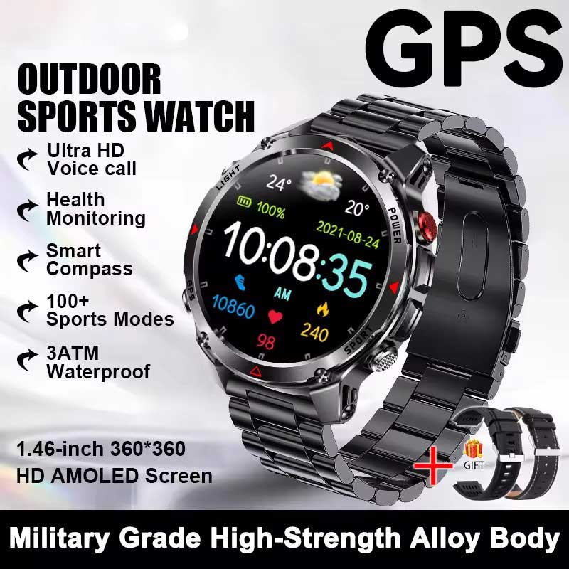 T-Rex 3 Pro Militärstandard AGPS Smartwatch 10ATM Wasserdicht Dual-Band GNSS Kompass Höhenmesser AMOLED Schwimmen Sport Smartwatch Herren steel schwarz
