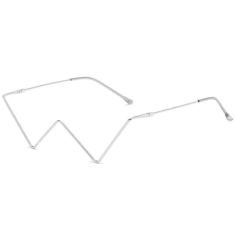 Persönlichkeit Brille ohne Gläser Damen Trendig Vintage Metall Nieten Strass Steine Rahmen Für Damen W-förmige Brille Damenbrillen