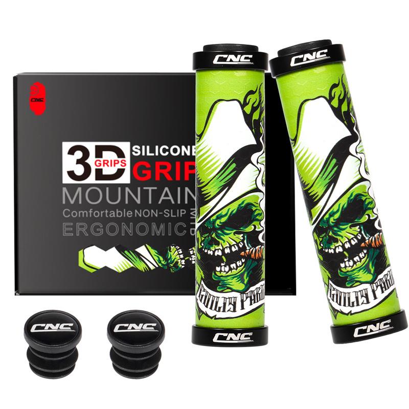 CNC Mountainbike Griffe Silikon MTB Griffe Gel Fahrrad Lenkergriff Lock-On Fahrradzubehör Passend für Flat Riser Lenker grün