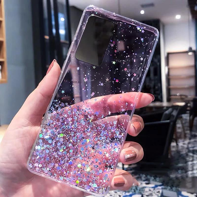 Luxus Glitzer Hülle Für Huawei P30 P40 P50 P20 Pro Lite Transparent Weiche Rückseite Für Huawei P9 P10 Plus Stoßfeste Rückabdeckung P40 LITE E rosa