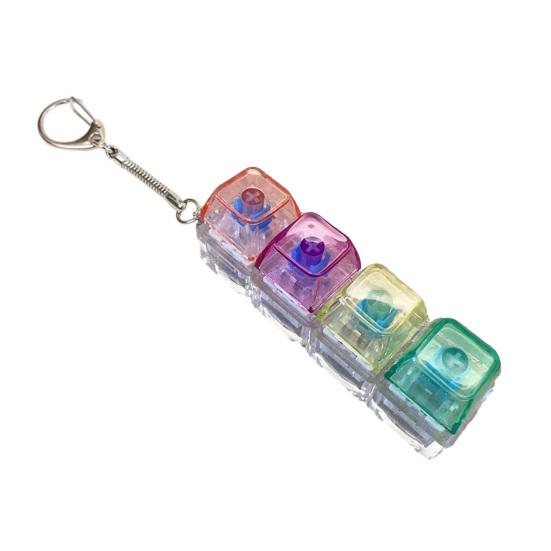 4-Tasten Fidget Tastatur Spielzeug mit Licht Stressabbau Transparente Kappe Tastatur Finger Clicker Schlüsselanhänger Dekompressionsknopf Sensorisches Spielzeug C