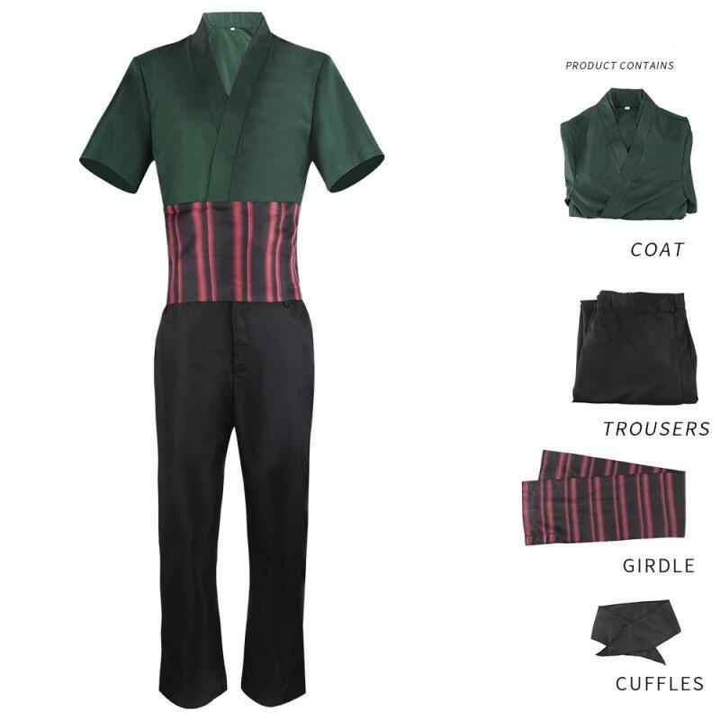 Anime Film Zoro Cosplay Kostüm Live Action Cosplay Top Hosen Full Set Halloween Karneval Party Kostüm für Männer XS