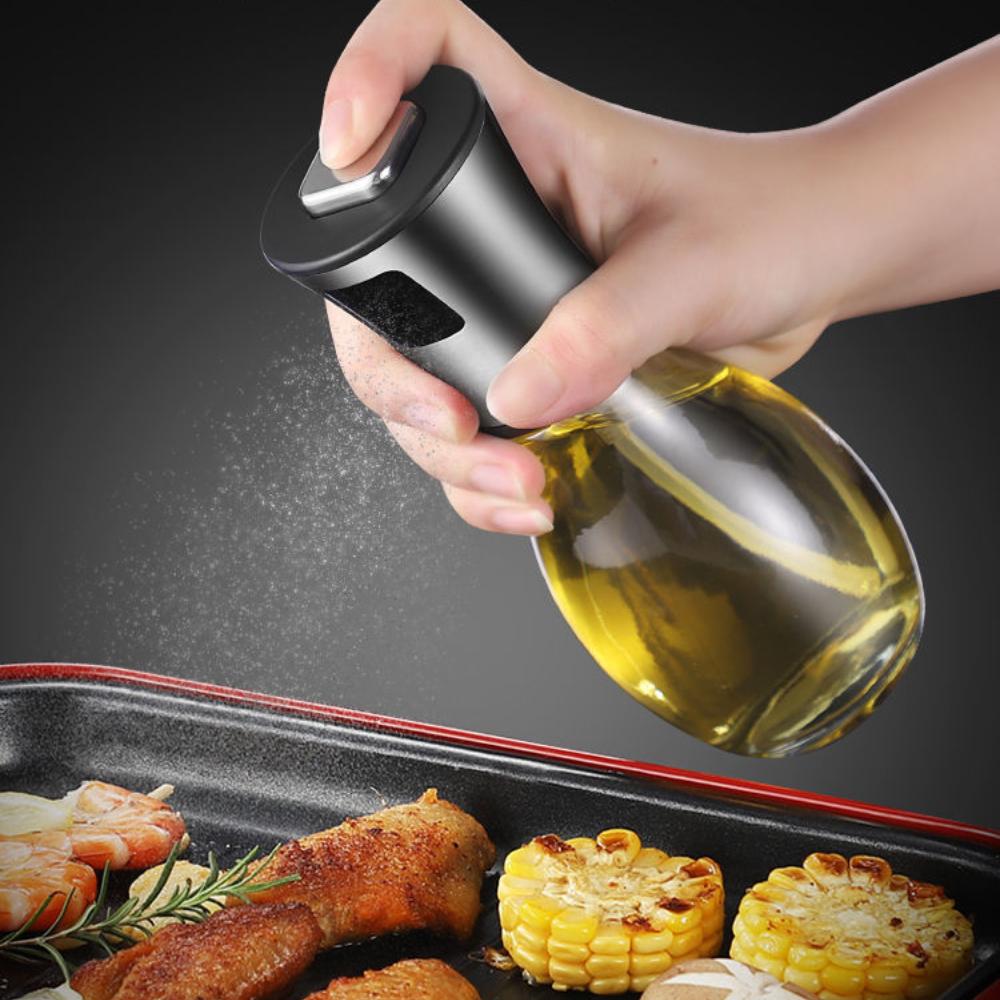 Edelstahl Grillöl Sprühflasche Sprühöl Topf Haushaltsspeiseöl Flasche Glas Kontrollöl Topf Oil spray bottle