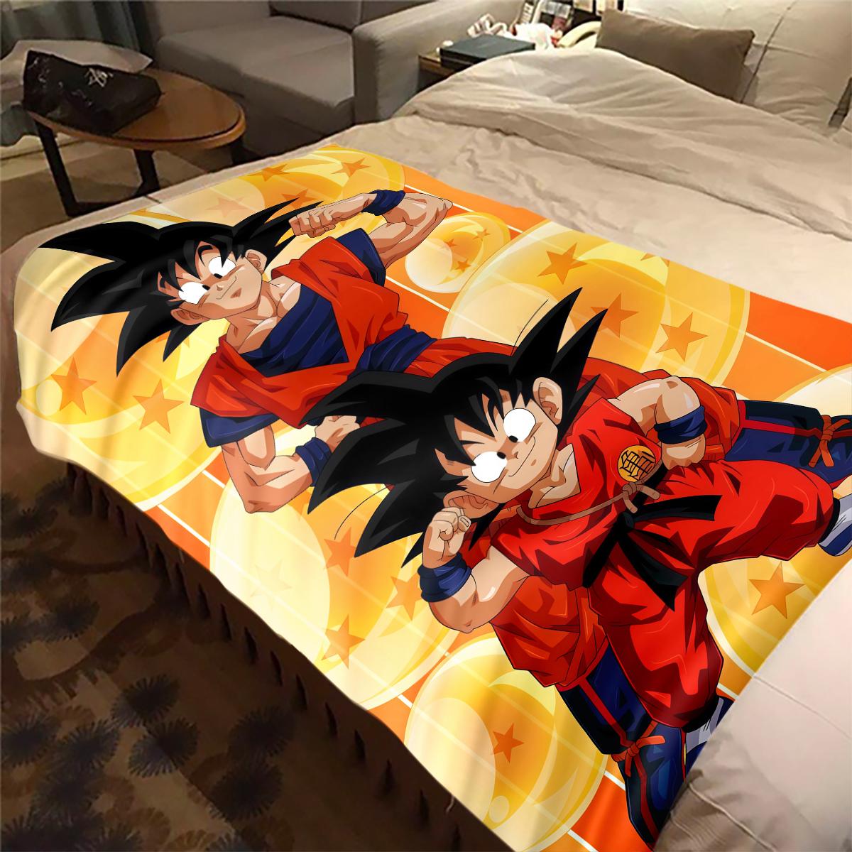 1 Stück Son Goku Druck Flanelldecke, Hohe Qualität für alle Jahreszeiten, Heimdekoration, Wärme und Komfort, Perfekt für Weihnachtsgeschenke 150cm x 200cm