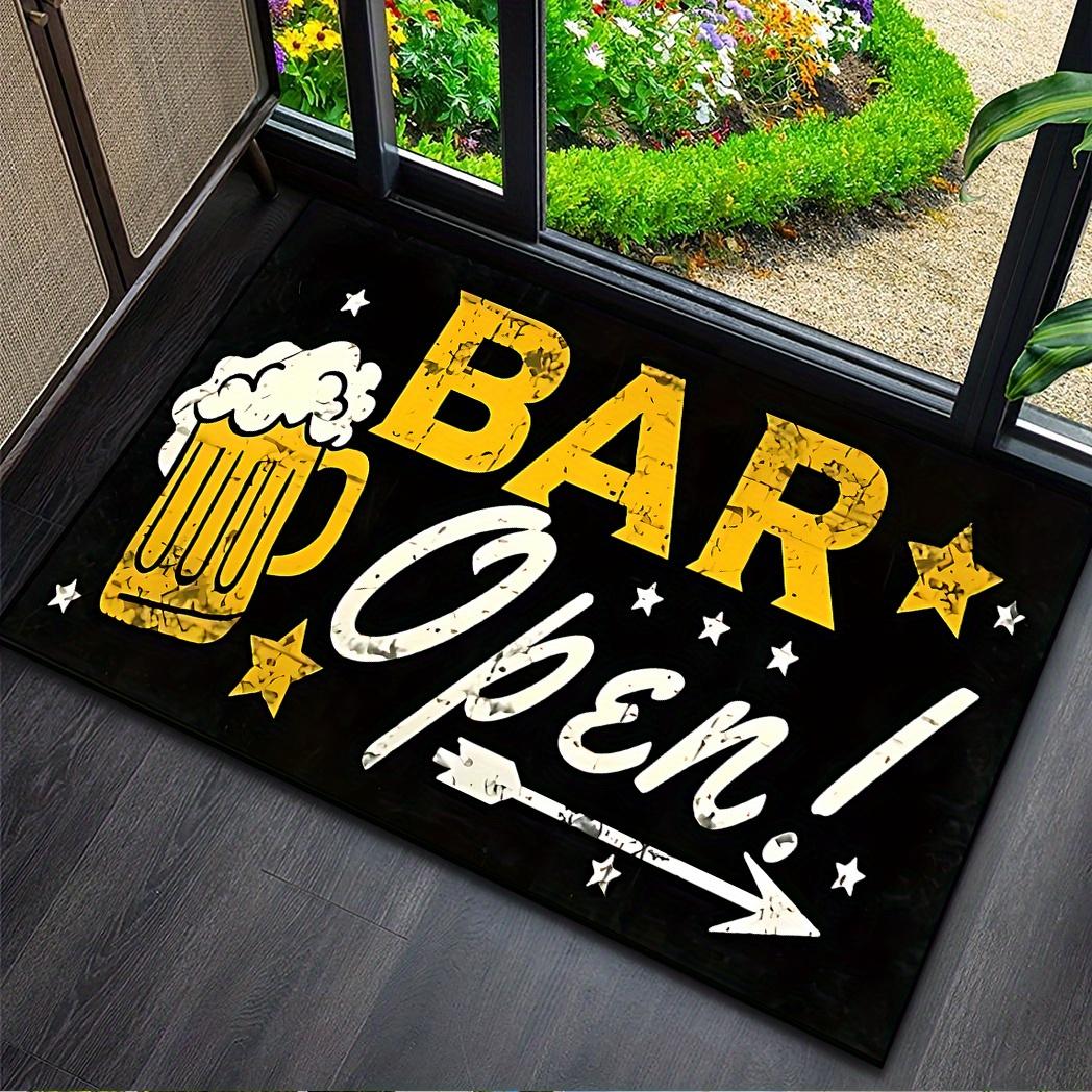 Bar geöffnet Bier-Thema Fußmatte, Rutschfeste Innen-Außenmatte für Flur Wohnzimmer Küche Terrasse Café Bar Weihnachtsdekoration 80x120cm