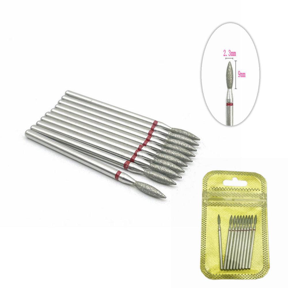 10 teile/paket Nagel Bohrer Polierer Diamant Nagel Bohrer Dreh Bits Für Elektrische Maniküre Maschine Fräser Grat Nail art Werkzeug zubehör FX-JC038-4F