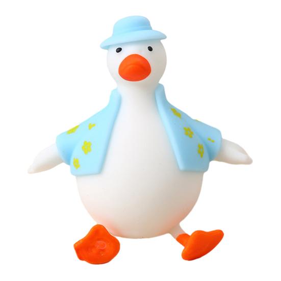 Stressabbau Ente Quetschspielzeug Cartoon Angezogene Ente Sensorisches Spielzeug Langsamer Rückprall Dehnbares Tier Fidget Spielzeug Dekompressionswerkzeug blau