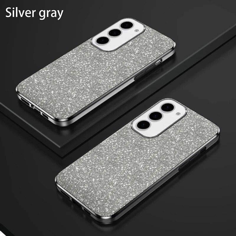 Luxus Gradient Glitter Plating Fall für Samsung Galaxy S24 Plus S23 S22 Ultra S21 S20 FE A54 A34 A14 A15 silikon Zurück Abdeckung Samsung Galaxy S21 grau