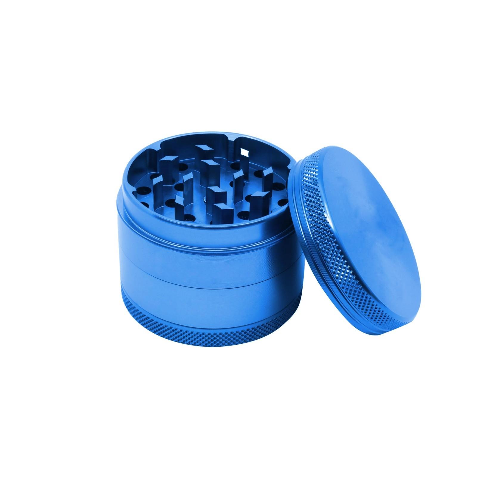 Aluminium Grinder, 4-teiliges Kräuter Grinder, Crusher Set für getrocknete Kräuter, Blumen, Gewürze mit Fach und Schaber One Size blau
