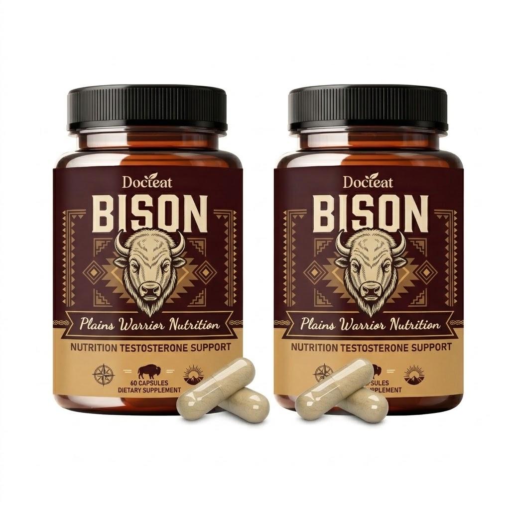 Docteat BISON - Testosteron-Unterstützung & Vitalität für Männer Kapseln (60 zählen) 2pack