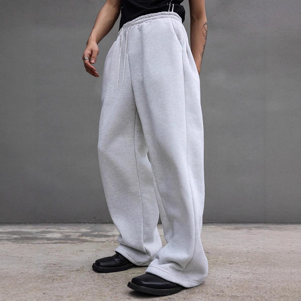 Paar Set Y2K Baggy Jogginghosen Übergroße Streetwear Hosen Herren Damen Einfarbige Cargohosen zum Laufen Workout S graue