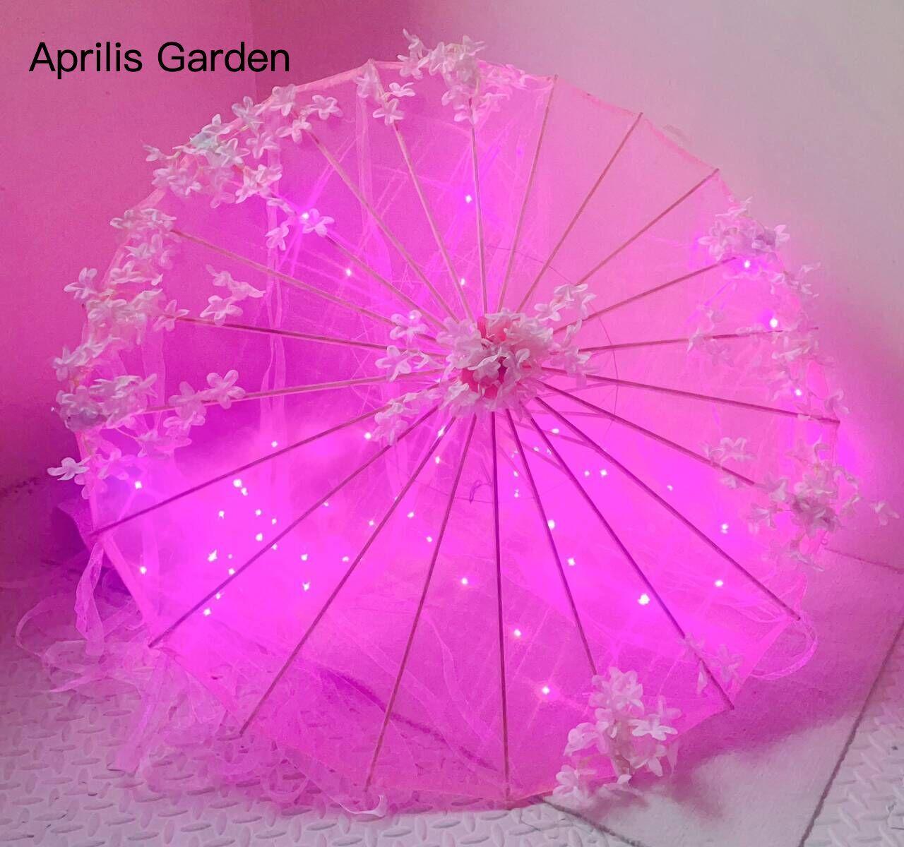 Premium LED Garn Seidenstoff Spitze Dekorativer Regenschirm Strand Sonnenschirm Prinzessin Chinesischer Japanischer Regenschirm Drama Bastelregenschirm Cosplay