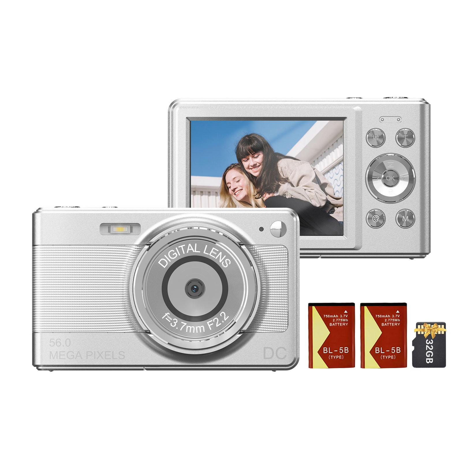 1080P Digitalkamera Digital-Videokamera Camcorder 56MP 2,88 Zoll IPS-Bildschirm 8X Digitalzoom AF silber