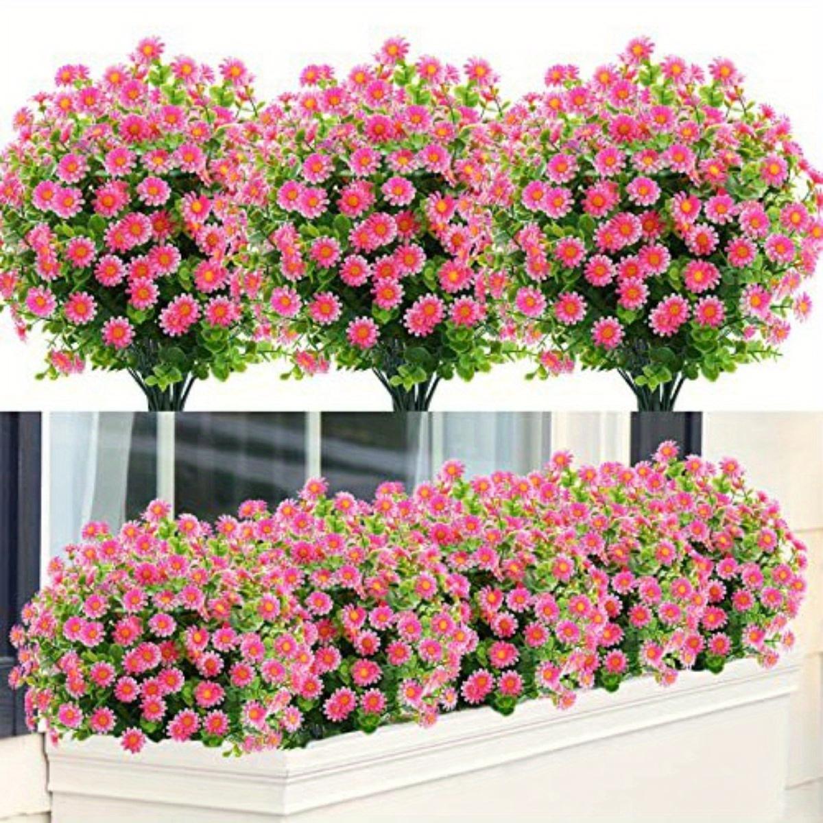 10 Bündel Kunstblumen, künstliche Gänseblümchen für den Außenbereich, zur Dekoration, kein Verblassen, Kunstplastik, Blumendekor für Garten, Veranda, Fensterkasten