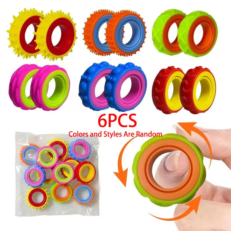 Drehender Fidget Ring Sensorischer Finger Spinner Anti-Angst Stressabbau Spielzeug für Erwachsene ADHS Autismus Ruhige Klassenzimmerpreise Geschenke blue