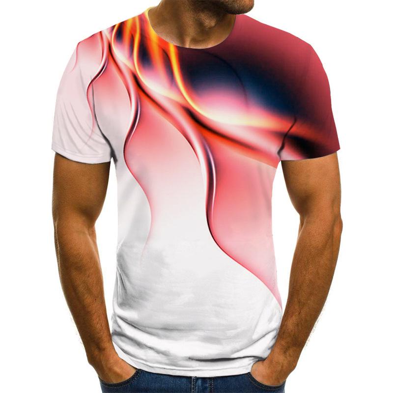 Bedruckte Herren-T-Shirts mit 3D-Spaß, trendige Blitz-Grafik, kurzärmelige Oberteile, lässige Sommer-T-Shirts für Herren, Übergröße S-6XL 6XL rot