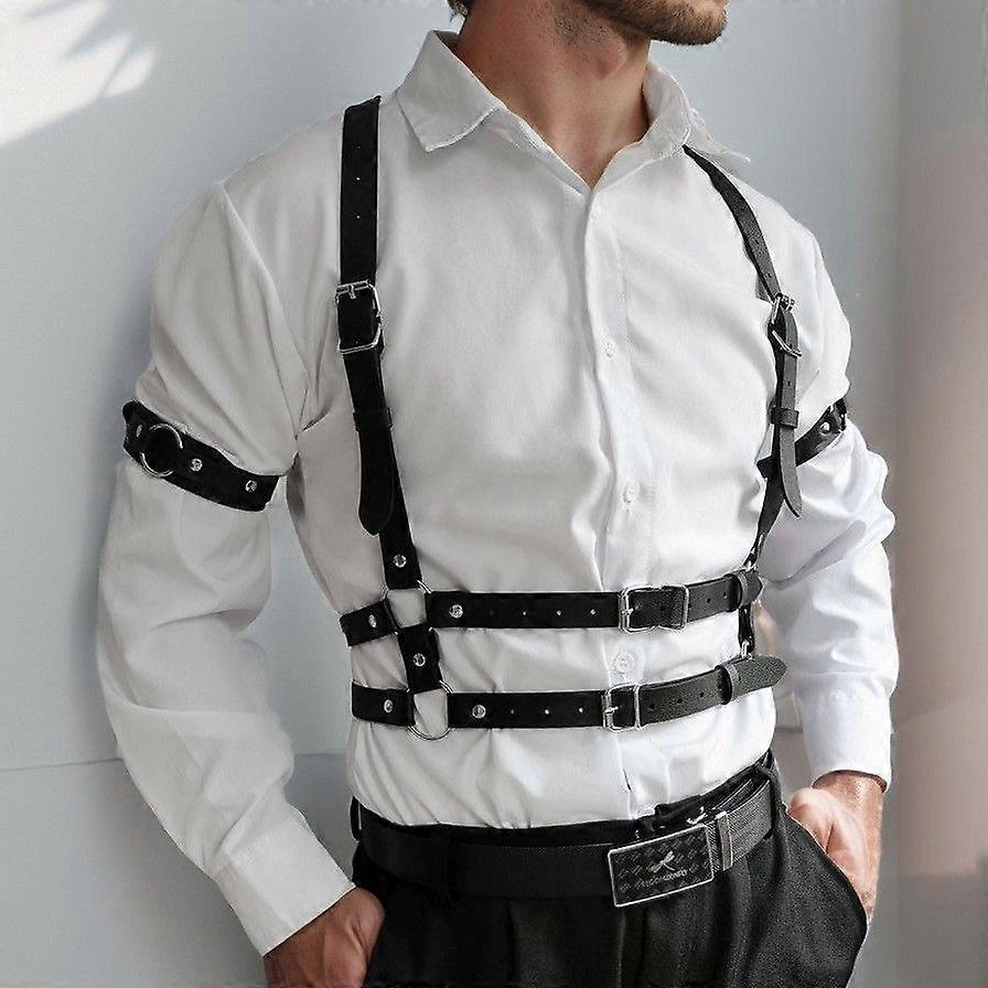 Herrenmode Körpergeschirr PU-Leder Hemdhalter Gürtel Y-Rücken Verstellbarer Herren Gürtel