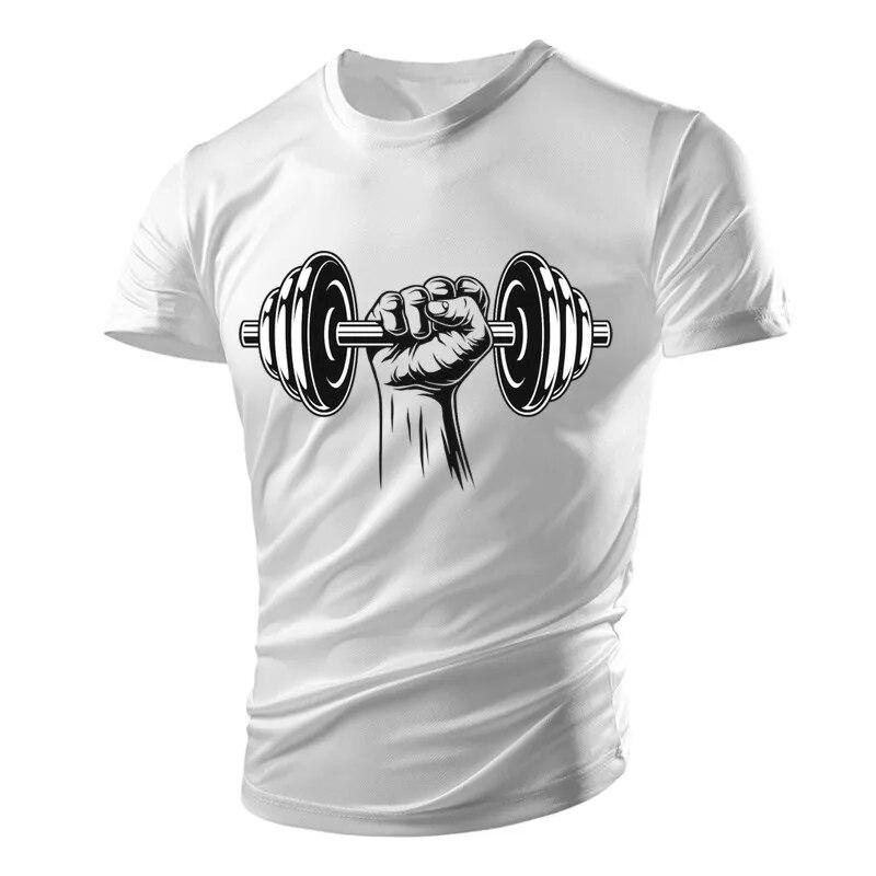 Neue Sommer Gym Hantel Casual Tough Guy Muscle männer T-Shirt 3D Druck Atmungsaktive Leichte Sport Schnell Trocknend Kurze ärmel XL