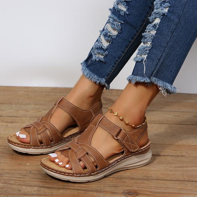 Premium Orthopädische Sandalen Frauen Bunion Corrector Plattform Walking Sandaletten Damen Keil Sandalen Weibliche Strand Schuhe Frauen 43 braun