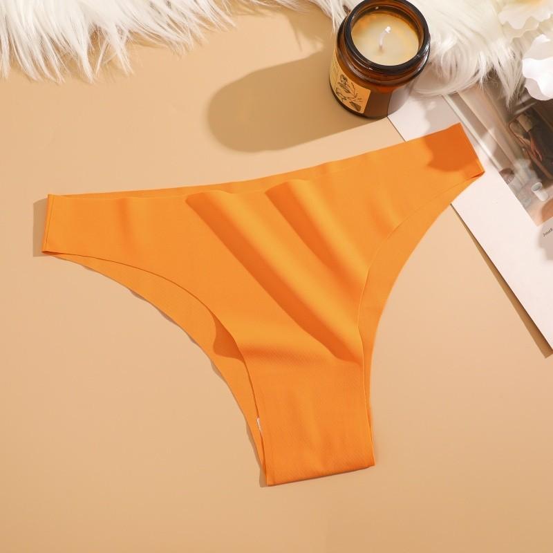 FINETOO Nahtlose und spurlose Höschen für Damen, einfarbige Unterwäsche, weiche und bequeme Dessous, 12 Farben XXL orange