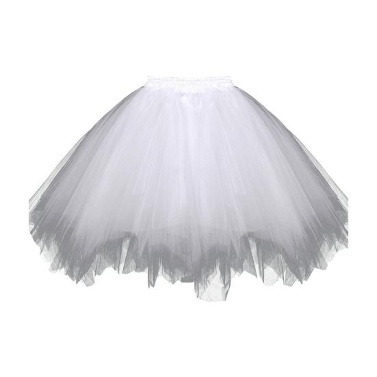 Damen Tüllrock 1950er Jahre Vintage Erwachsene Ballett Krinoline Tutu Rock Flauschiger Prinzessin Petticoat Unterrock Tanzkleid für Cosplay Party Karneval weiß