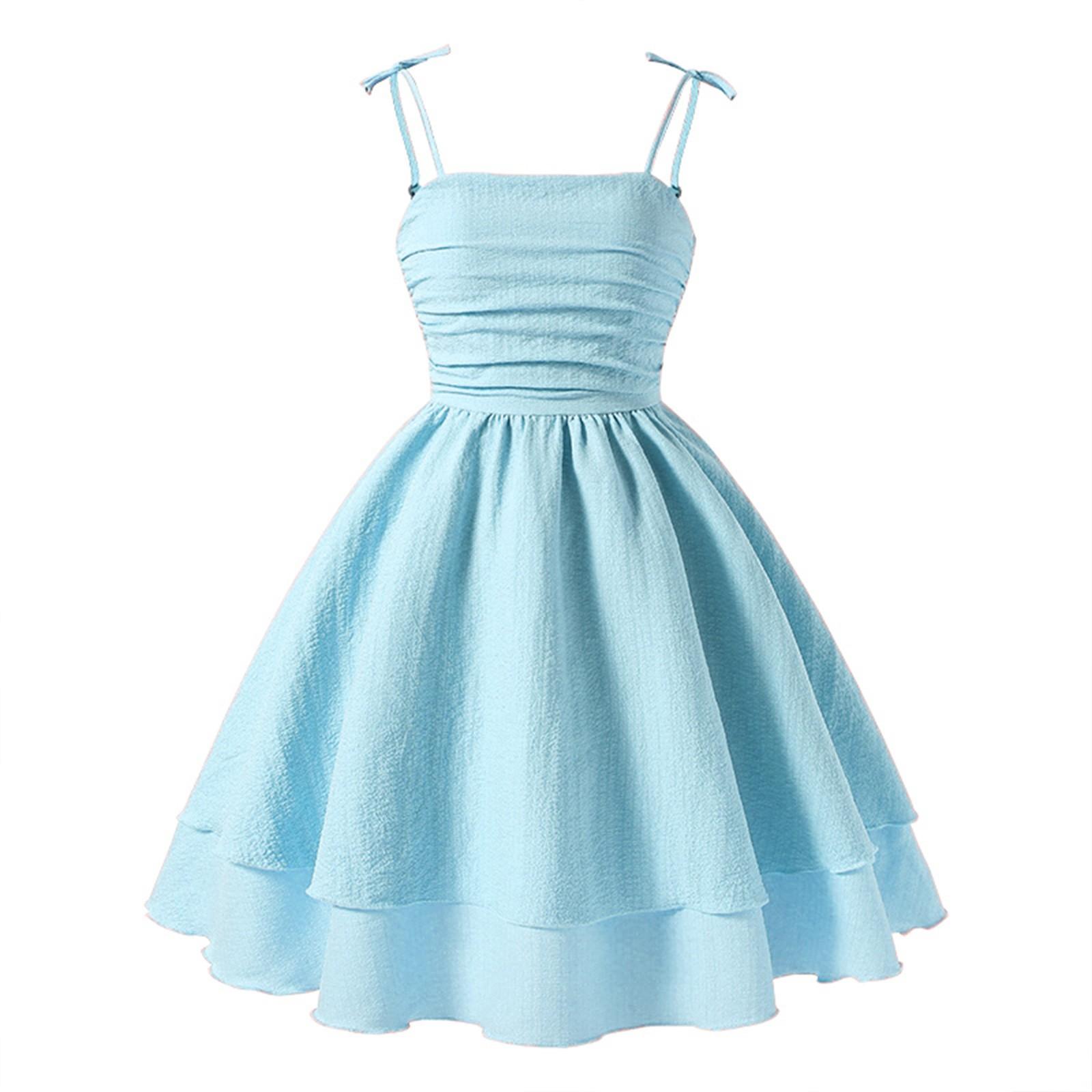 Kinderkleidung im Sommer Cuhk Kind Bogen Sling Prinzessin Mode Kleid 140 hellblaue