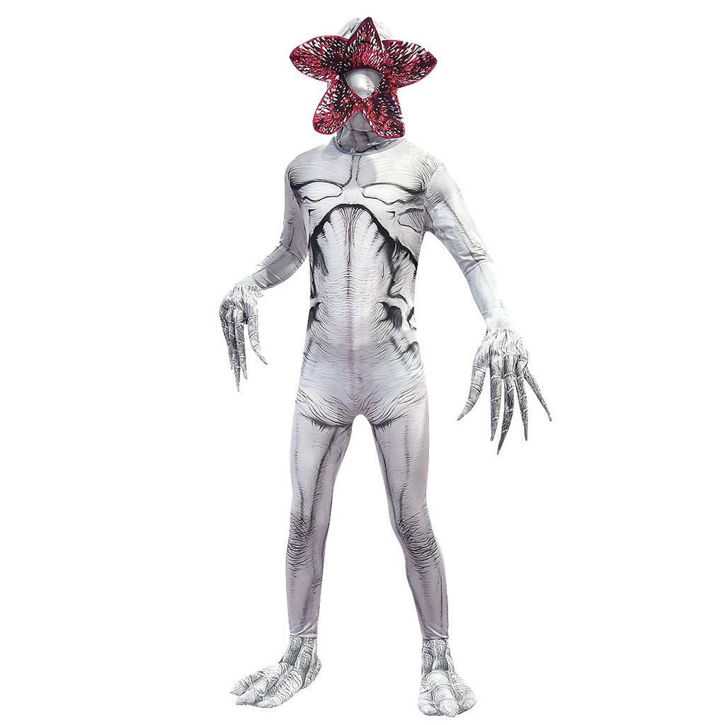Kinder Jungen Mädchen Stranger Things Demogorgon Druck Jumpsuit Masken Sets Halloween Cosplay Kostüme 150cm